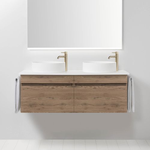 Soft Solid Surface 1300 Wall-Hung Vanity Double Bowls 2 Drawers by VCBC