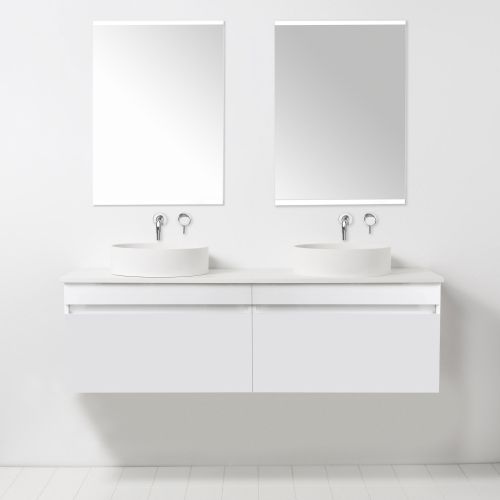 Soft Solid Surface 1550 Wall-Hung Vanity Double Bowls 2 Drawers by VCBC