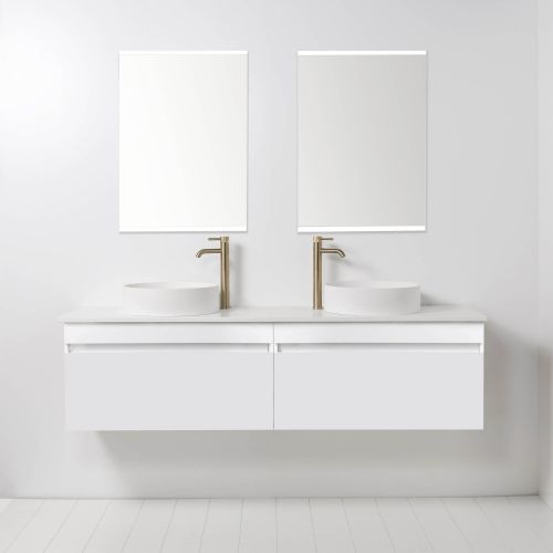 Soft Solid Surface 1760 Wall-Hung Vanity Double Bowls 2 Drawers by VCBC