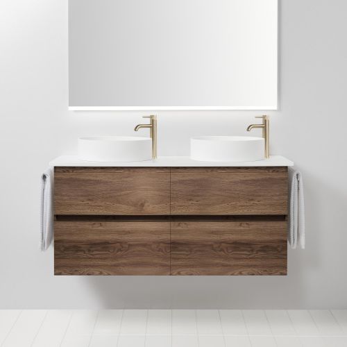 Soft Solid Surface 1300 Wall-Hung Vanity Double Bowls 4 Drawers by VCBC