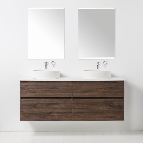 Soft Solid Surface 1550 Wall-Hung Vanity Double Bowls 4 Drawers by VCBC