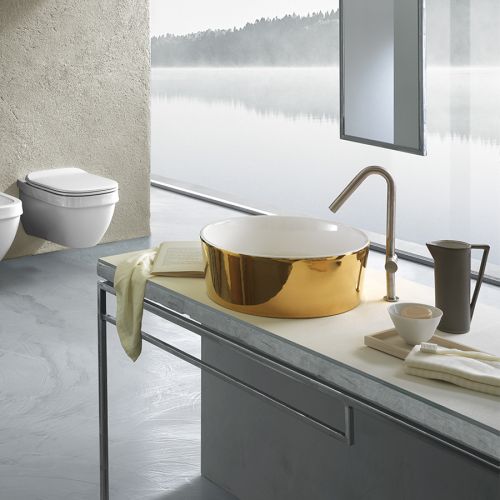 Happy Hour 07:00 Gold Counter Top Basin by Michel Cesar