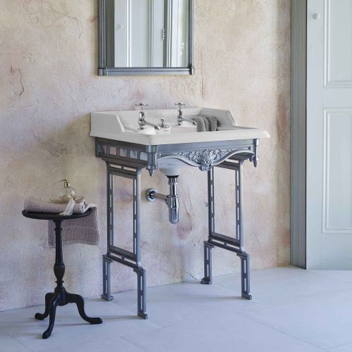 Classic Rectangle 650 Basin with Invisible Overflow & Traditional Stand by Burlington