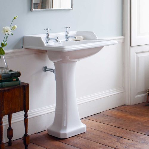 Classic Rectangle 650 Basin with Invisible Overflow & Pedestal by Burlington
