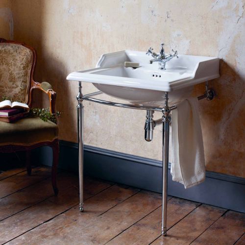 Classic Rectangle 650 Basin & Chrome Wash Stand by Burlington