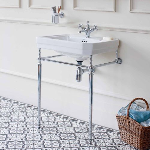 Victorian Rectangle 610 Basin & Chrome Wash Stand by Burlington