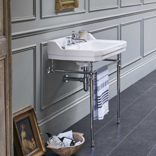 Edwardian Rectangle 610 Basin & Chrome Wash Stand by Burlington