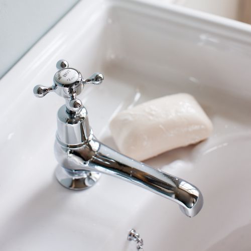 Claremont Basin Tap 7.5cm in Chrome/White by Burlington