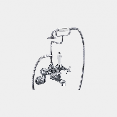 Claremont Regent Bath Shower Mixer Wall Mounted with 'S' Adjuster in Chrome/White by Burlington