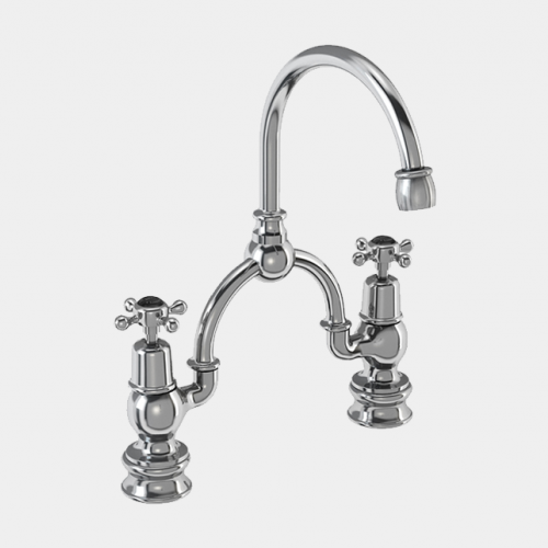 Claremont Regent Two Tap Hole Arch Mixer with Curved Spout (230mm Centres) by Burlington