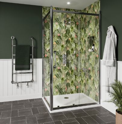 Burlington Classique Sliding Door Corner Shower Enclosure by Burlington