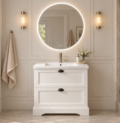 English Classic Floorstanding Vanity with NEW Atria Top by Burlington