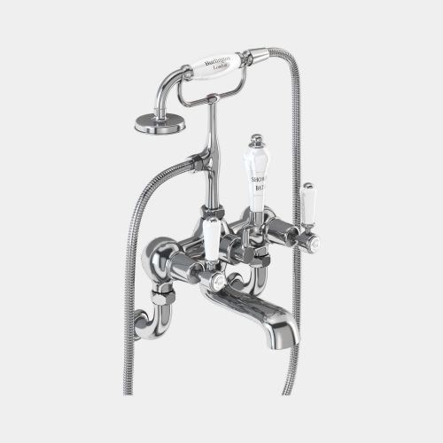 Kensington Bath Shower Mixer Wall Mounted with 'S' Adjuster in Chrome/White by Burlington
