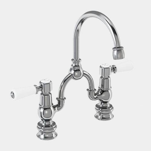 Kensington Regent Two Tap Hole Arch Mixer with Curved Spout (200mm Centres) by Burlington