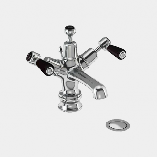 Kensington Regent Basin Mixer in Chrome/Black with Pop Up Waste by Burlington