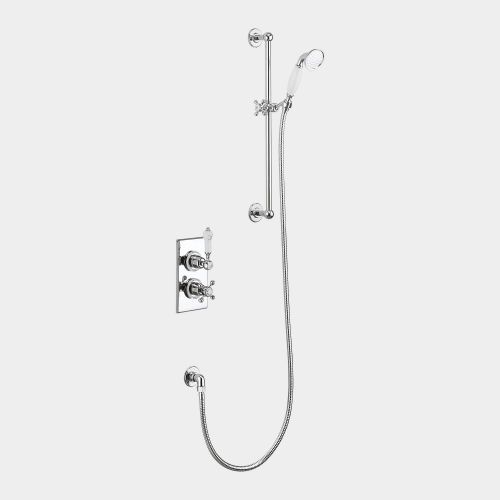 Trent 2: Thermostatic Single Outlet Concealed Shower Valve with Rail, Hose & Handset by Burlington