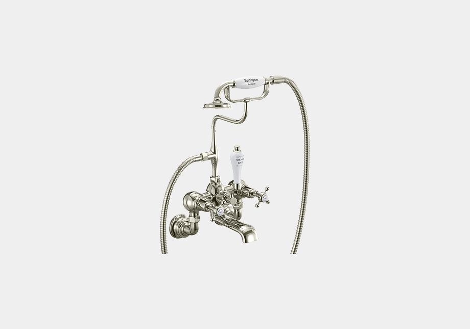 Claremont Bath Shower Mixer Wall Mounted with 'S' Adjuster in Chrome/White