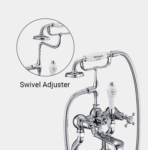 Claremont Bath Shower Mixer Wall Mounted with 'S' Adjuster in Chrome/White