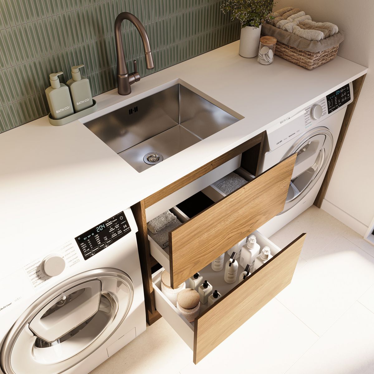Modern Laundry 600 2 Open Drawer