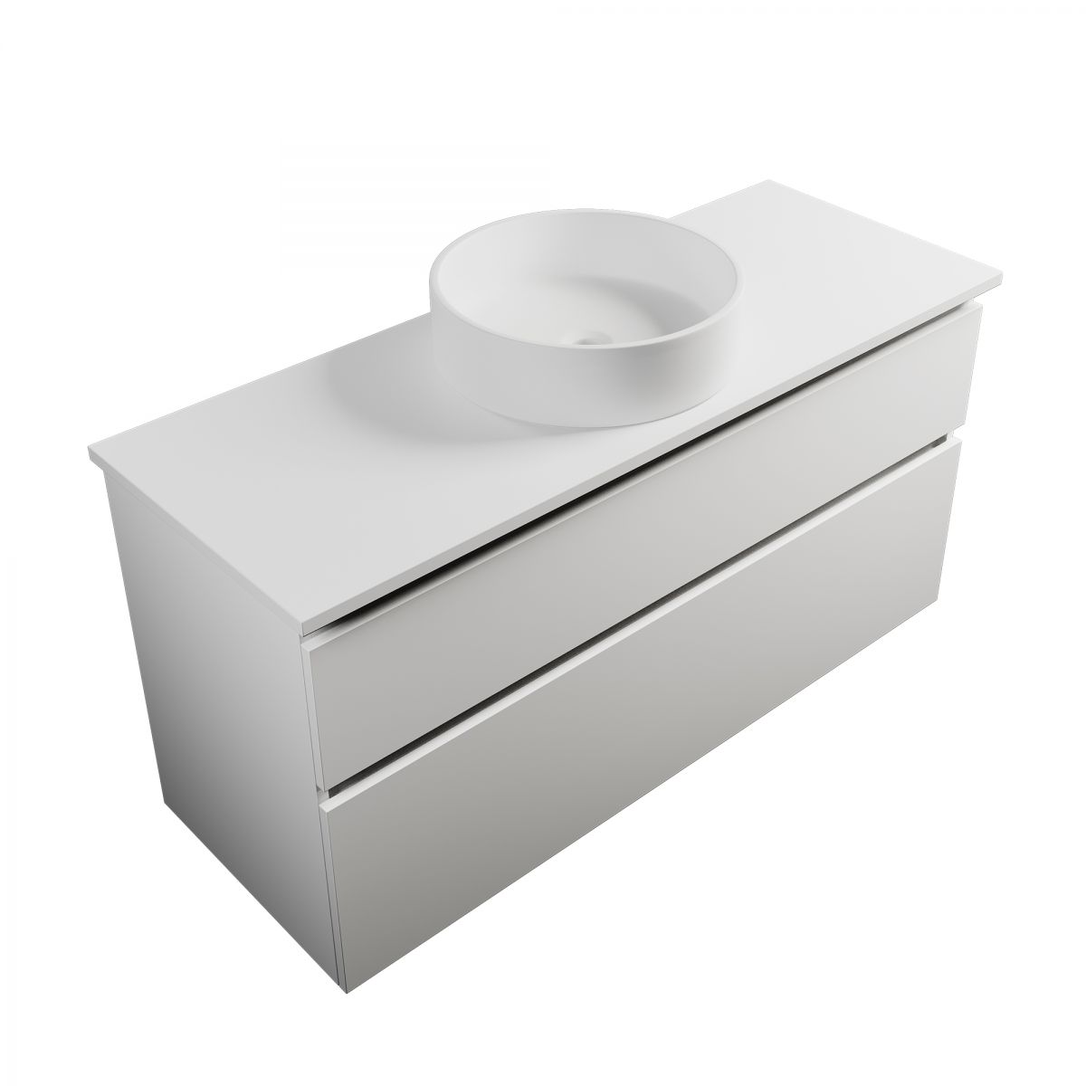 1200 Wall-Hung Vanity, 2 Drawers, White