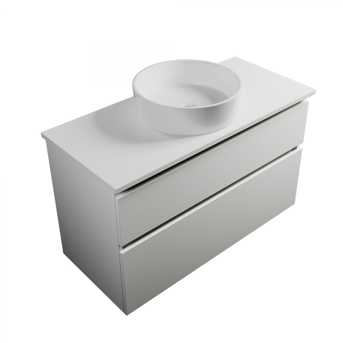 1000 Wall-Hung Vanity, 2 Drawers, White