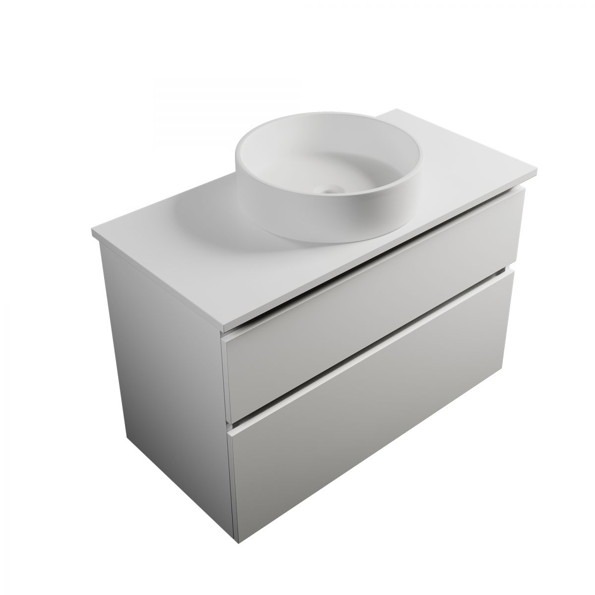 900 Wall-Hung Vanity, 2 Drawers, White