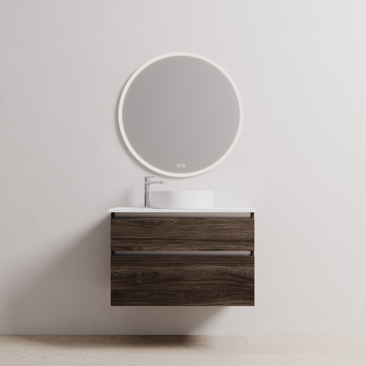 900 Wall-Hung Vanity, 2 Drawers, Black Forest