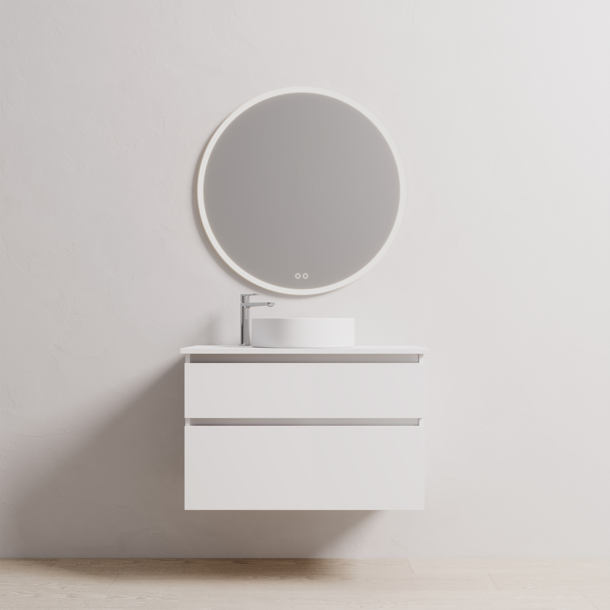 900 Wall-Hung Vanity, 2 Drawers, White
