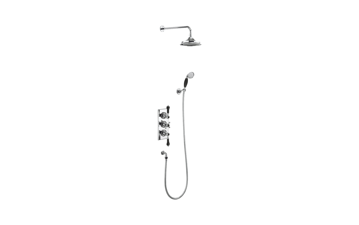 Trent 4: Thermostatic Two Outlet Concealed Shower Valve, Fixed Shower Arm, Handset, Holder & Hose