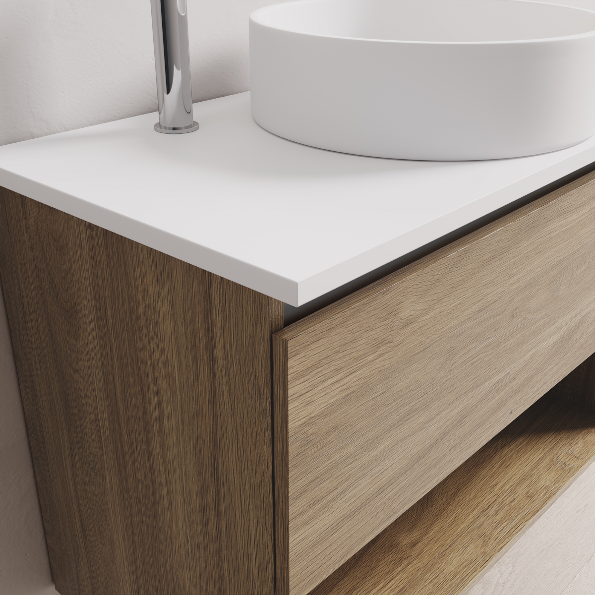 Soft Solid Surface 1 Drawer 1 Open Shelf