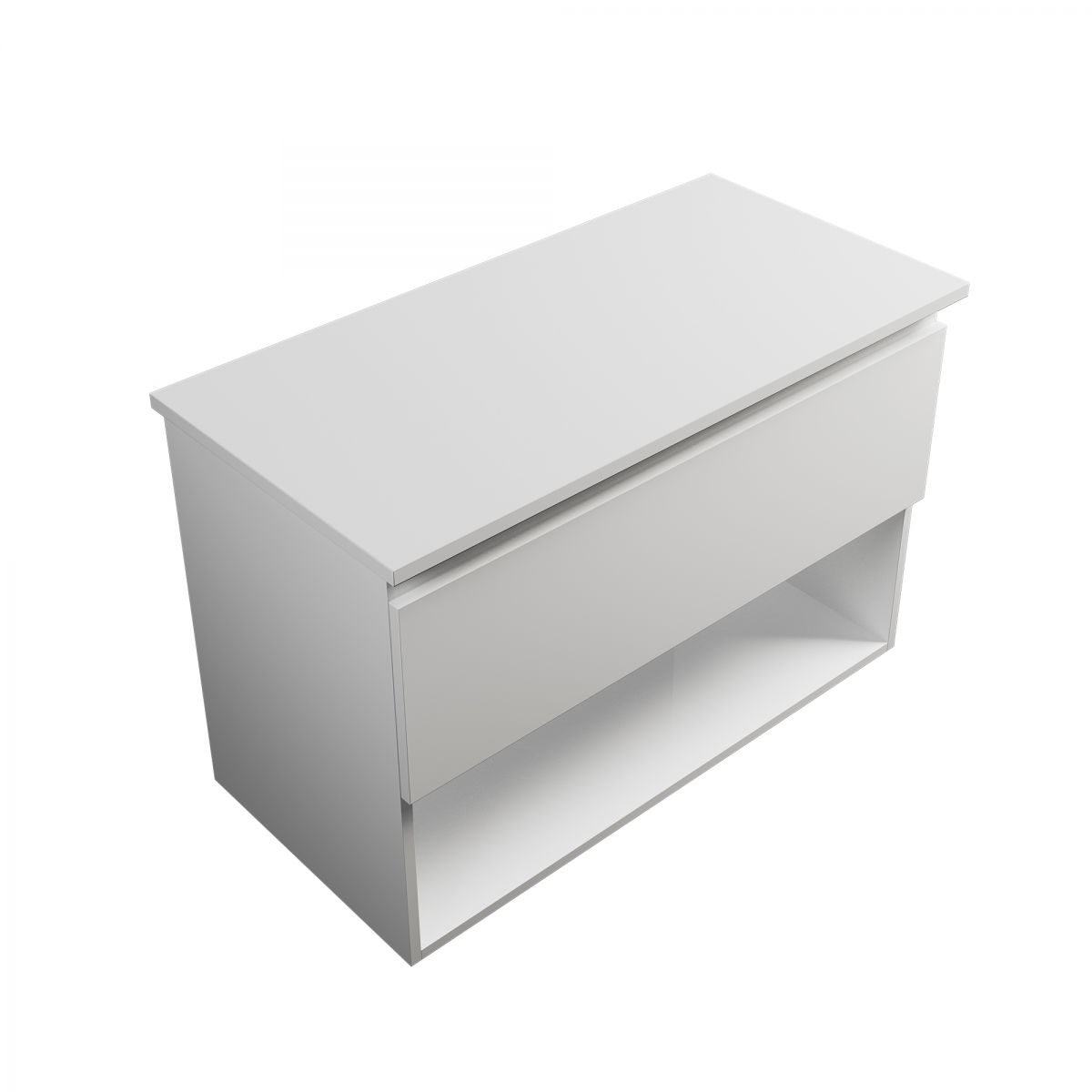 900 Wall-Hung – 1 Drawer, 1 Open Shelf, White