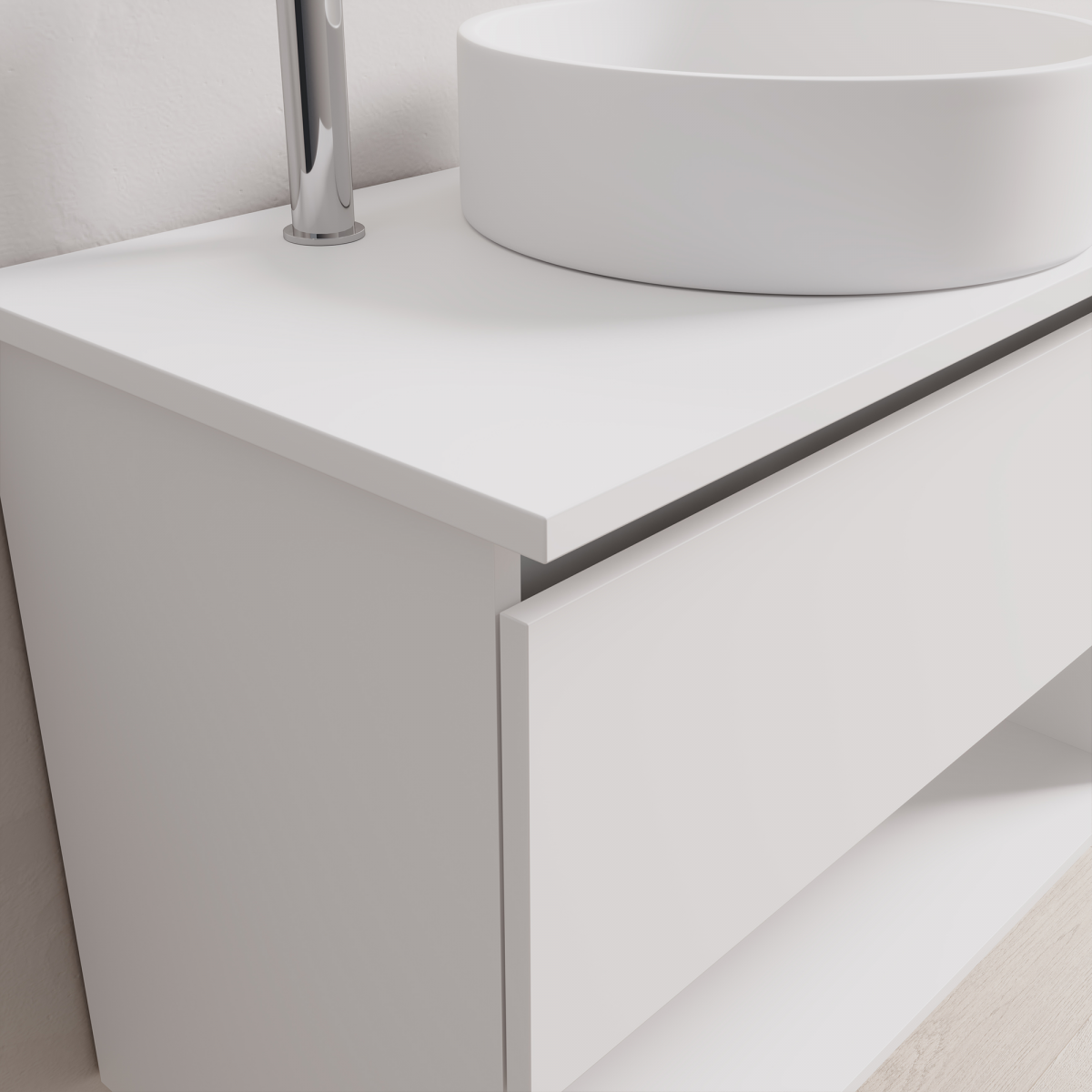 Soft Solid Surface 1 Drawer 1 Open Shelf