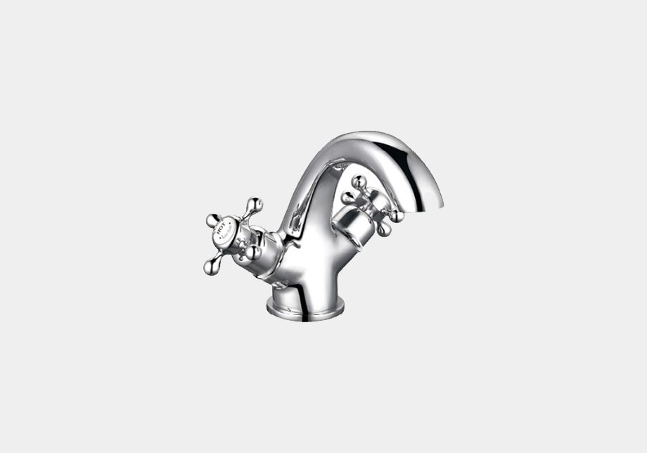 Gooseneck Basin Mixer in Chrome/White