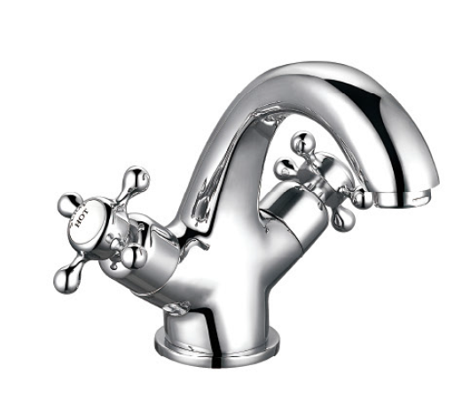 Gooseneck Basin Mixer in Chrome/White