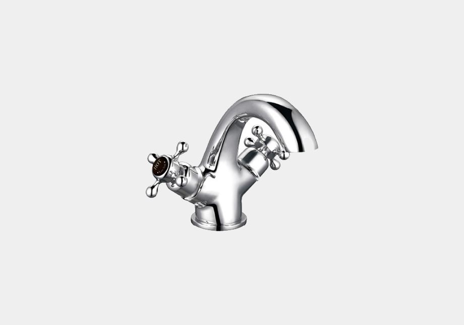 Gooseneck Basin Mixer in Chrome/White