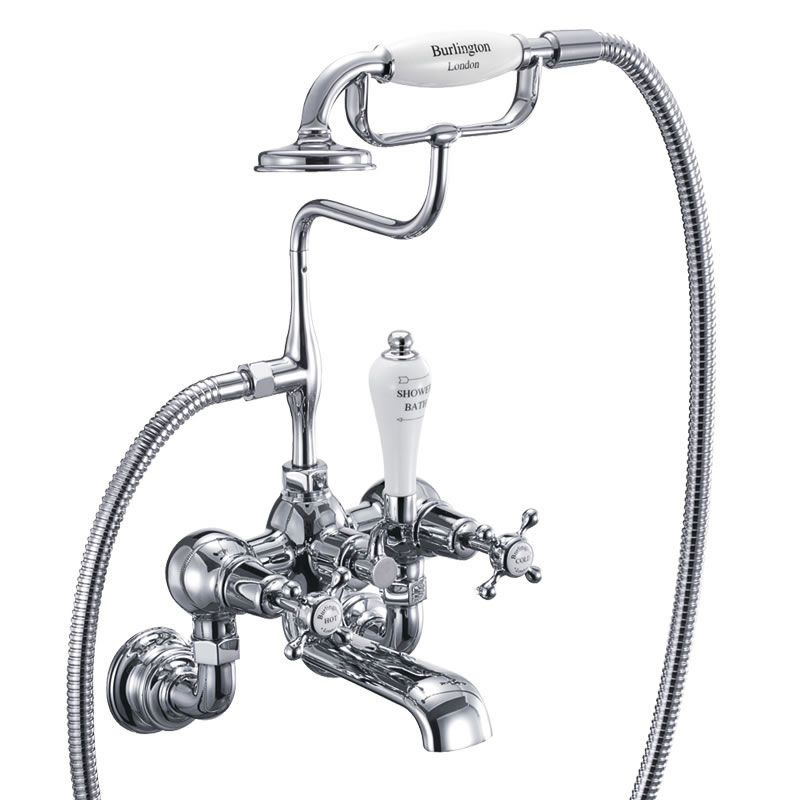 Claremont Regent Bath Shower Mixer Wall Mounted with 'S' Adjuster in Chrome/White