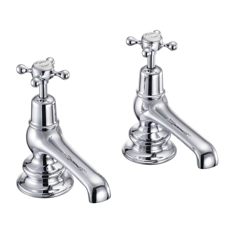 Claremont Regent Bath Tap Deck Mounted 12.5cm in Chrome/White