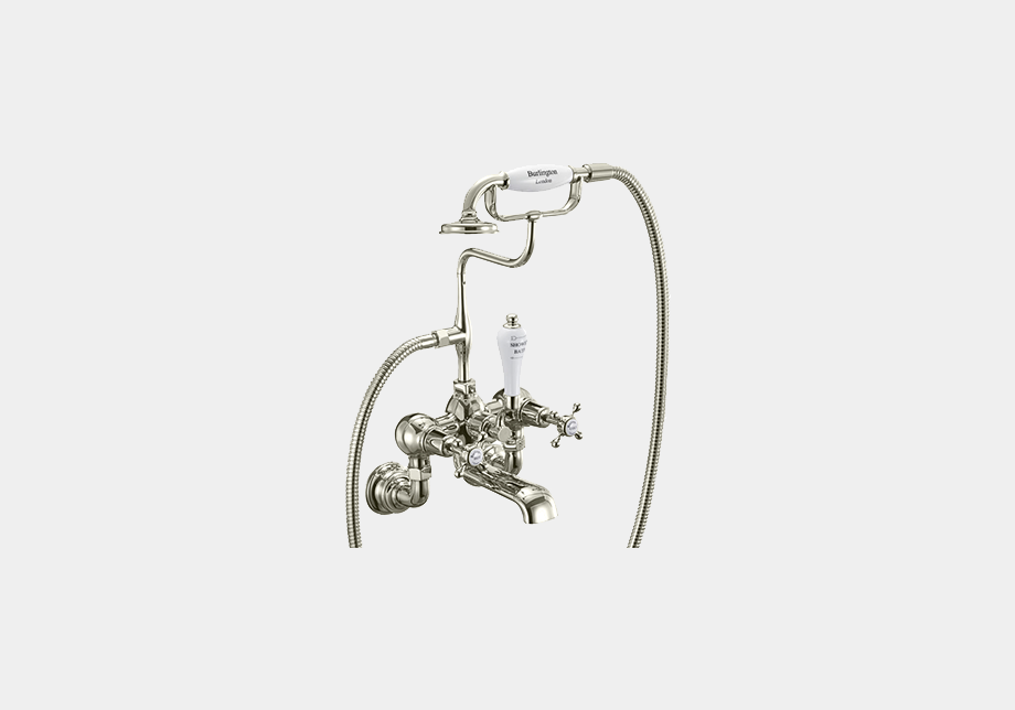 Claremont Bath Shower Mixer Wall Mounted with 'S' Adjuster in Gold/White