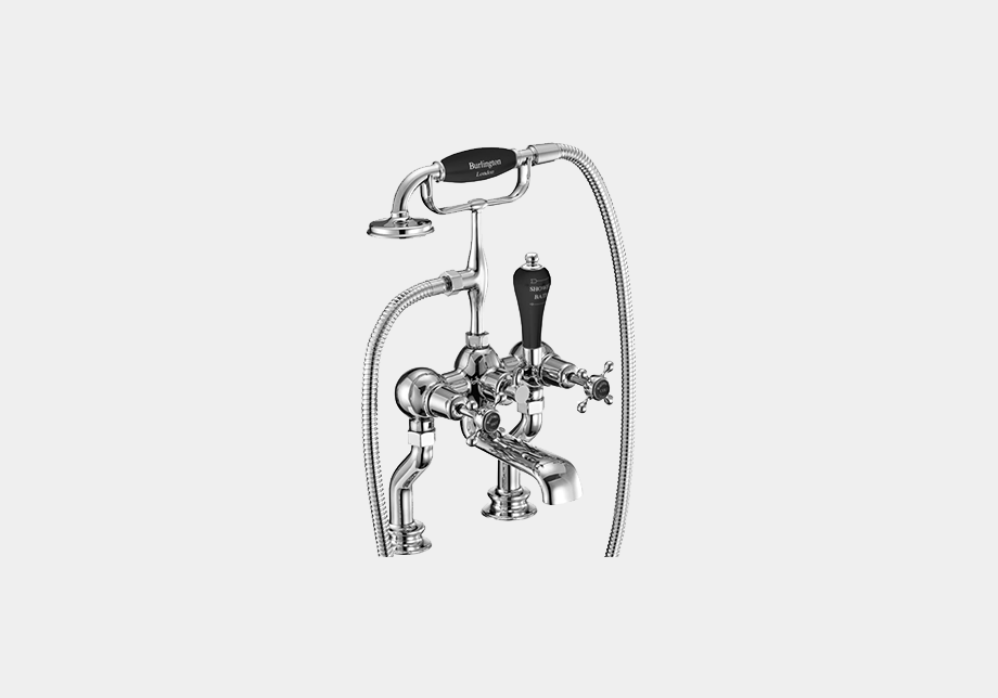 Claremont Regent Bath Shower Mixer Deck Mounted with 'S' Adjuster in Chrome/White