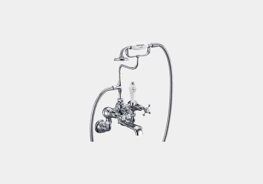 Claremont Regent Bath Shower Mixer Wall Mounted with 'S' Adjuster in Chrome/White