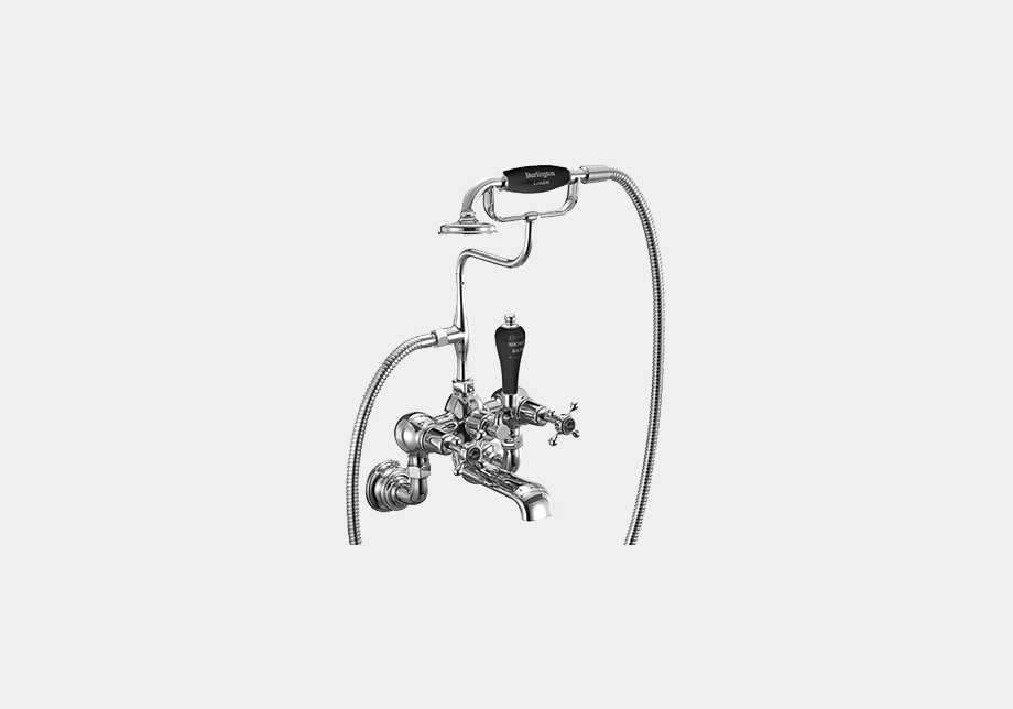 Claremont Regent Bath Shower Mixer Wall Mounted with 'S' Adjuster in Chrome/White