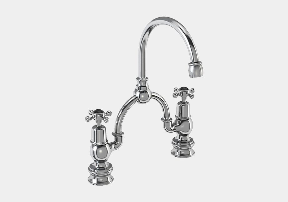 Claremont Regent Two Tap Hole Arch Mixer with Curved Spout (230mm Centres)