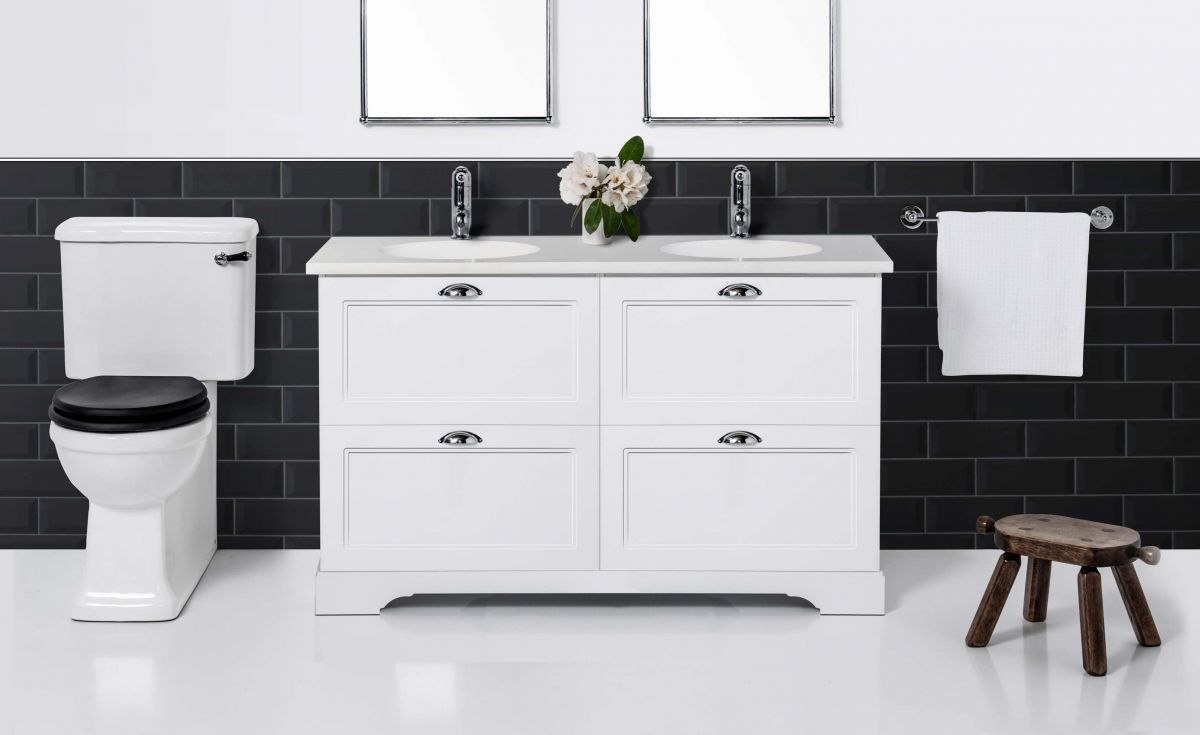 English Classic 1350 Floor Standing Vanity Double Bowl 4 Drawers