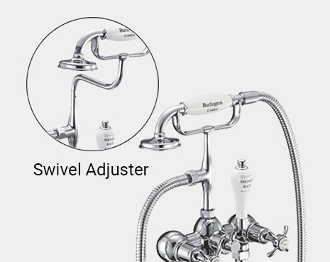 Kensington Bath Shower Mixer Wall Mounted with 'S' Adjuster in Chrome/White