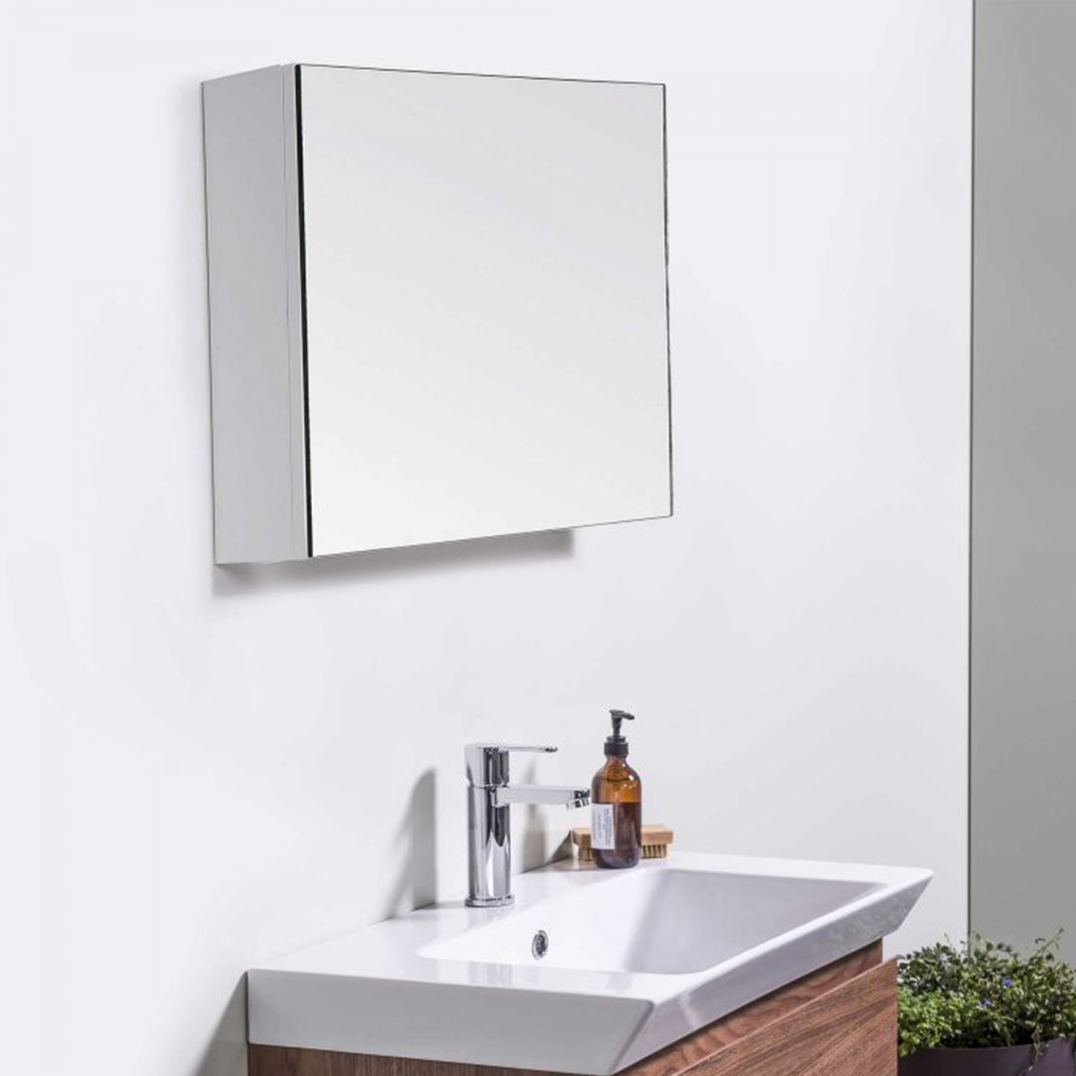 Cube Mirror Cabinet - 1 Door, 2 Shelves