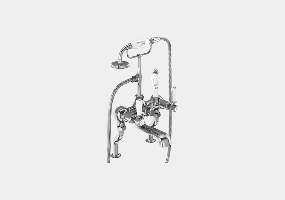 Kensington Bath Shower Mixer Deck Mounted with 'S' Adjuster in Chrome/Black