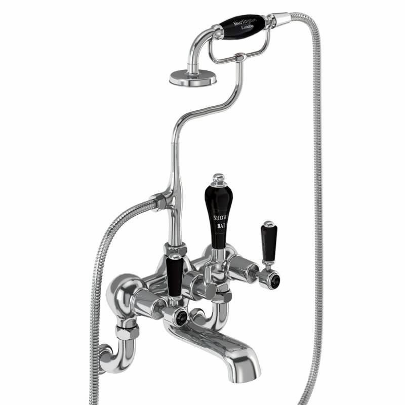 Kensington Bath Shower Mixer Wall Mounted with 'S' Adjuster in Chrome/Black