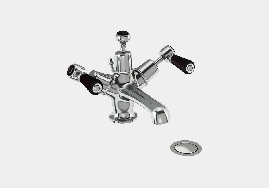 Kensington Basin Mixer in Chrome/Black with Pop Up Waste