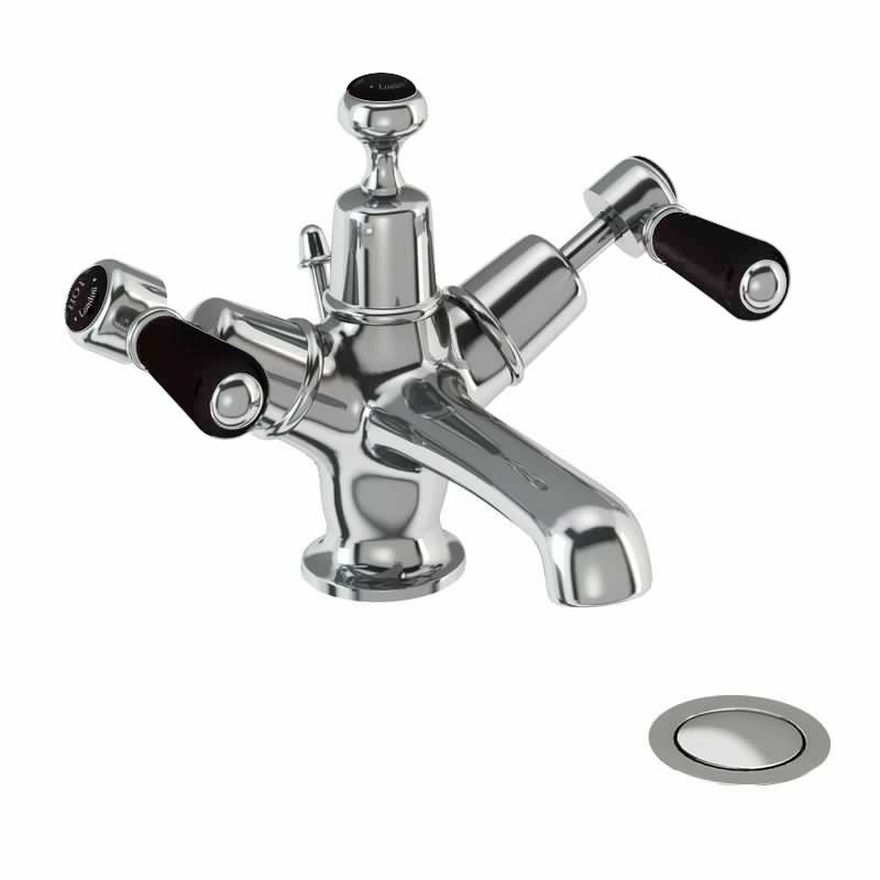 Kensington Basin Mixer in Chrome/Black with Pop Up Waste