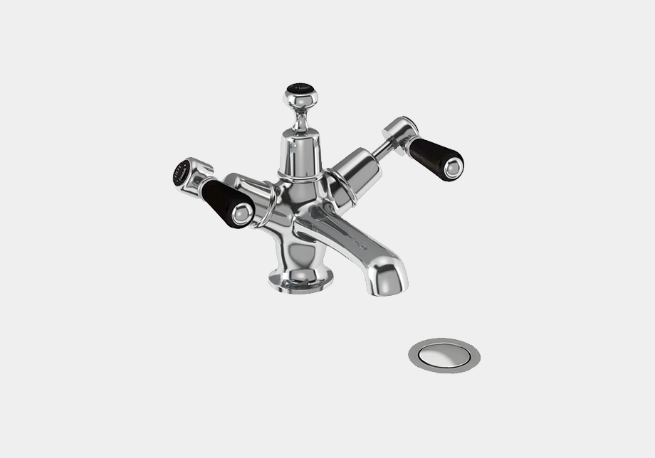 Kensington Basin Mixer in Chrome/Black with Click Clack Waste